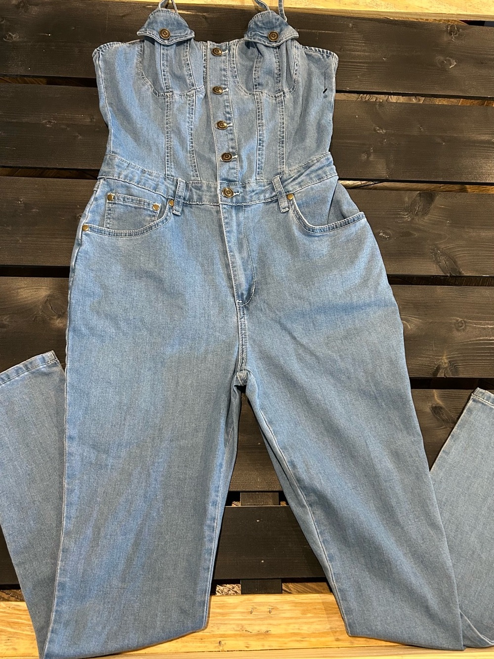 NWT Fashion Nova "Loren" Denim Jumpsuit - Size Medium